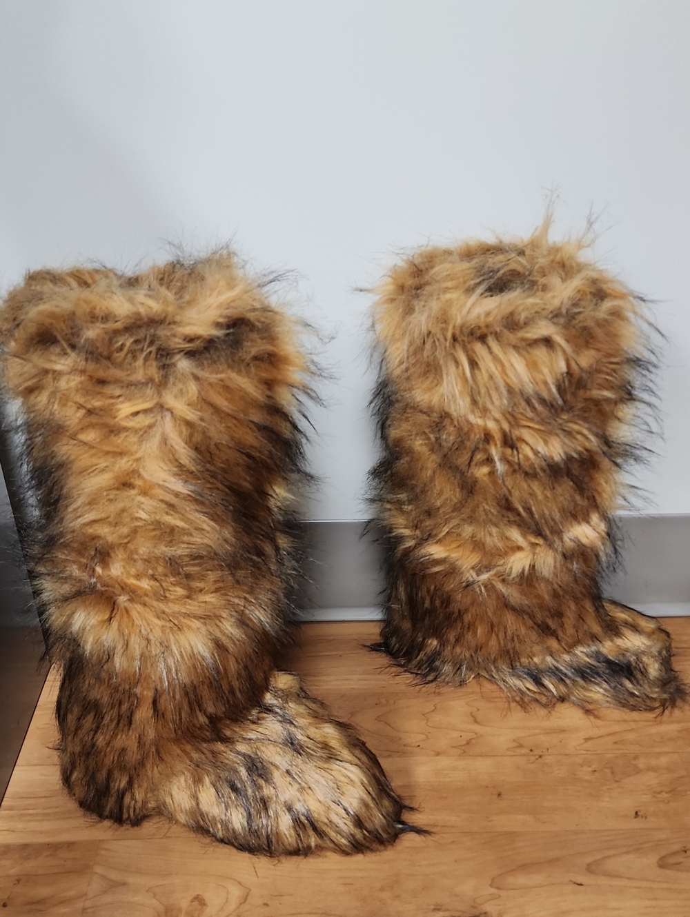 Faux Fur Tall Boots in Golden Brown